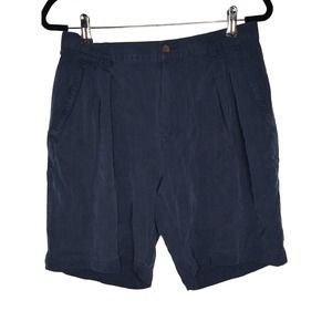 Tommy Bahama RELAX shorts 100% silk pleated dark blue 32